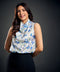 Blue Mini Floral Printed Sleeveless Top